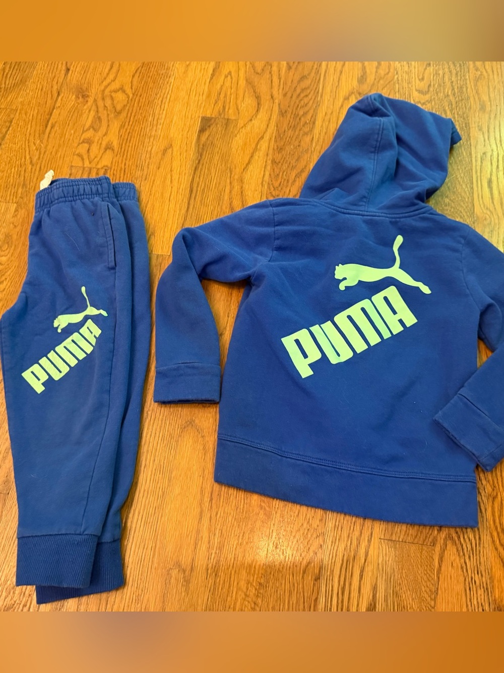 2pc Boys Size 4T PUMA Zip-Up Hoodie Set, Hooded Full-Zip Sweatshirt w Joggers